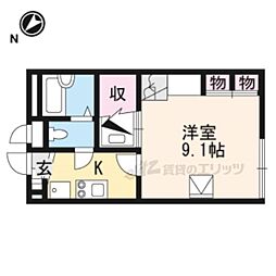 レオパレスめぞん恵智川 1Kの間取図画像