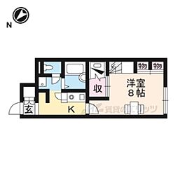 レオパレスRakuen 1Kの間取図画像