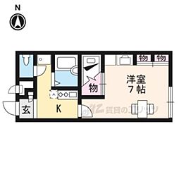 レオパレスアクア東近江 1Kの間取図画像