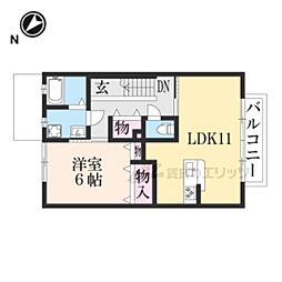 モンヴィーナスB 1LDKの間取図画像