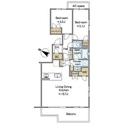プレシス参宮橋 2LDKの間取図画像