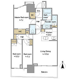 幕張ベイパークライズゲートタワー 3LDKの間取図画像