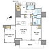 間取り：13階西向き、2LDK、専有面積55.22m2、バルコニー面積9.73m2、広々としたLDK約12.8帖となっております。