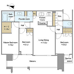 スカイズタワー&ガーデン 3LDKの間取図画像