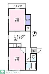 ヒルサイドメゾンA 2DKの間取図画像
