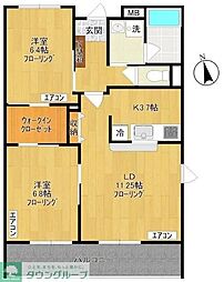 ガーデンビィラ六番館 2LDKの間取図画像
