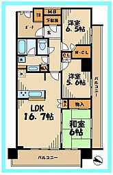 アトラスタワー向ヶ丘遊園 3LDKの間取図画像