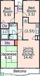 ハビテーション向丘 3LDKの間取図画像