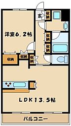 キュロコ玉川学園 1LDKの間取図画像
