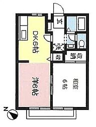 オーチャード香山A 2DKの間取図画像