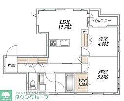 (仮称)東生田1丁目メゾン 2LDKの間取図画像