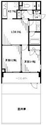 グランキューブ新百合ケ丘 2DKの間取図画像
