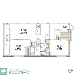ゼファーヒルズ 2LDKの間取図画像
