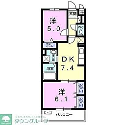 アンジュ新百合ヶ丘 2DKの間取図画像