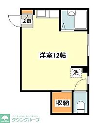 プラーズ末長 ワンルームの間取図画像