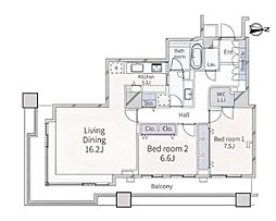 東京パークタワー 2LDKの間取図画像
