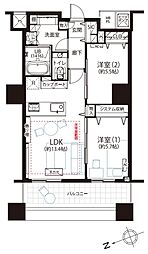 ザ・パークハウス西新宿タワー60 2LDKの間取図画像