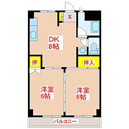 若原ハイツ 2DKの間取図画像