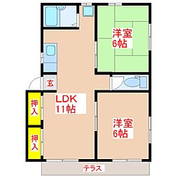 リ・アビタシオン 2LDKの間取図画像