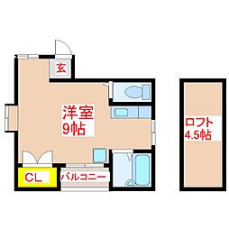 コーポ川崎 ワンルームの間取図画像