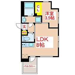 LANDMARKコウライ 1LDKの間取図画像
