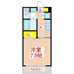 ヴェスタ 1Kの間取図画像