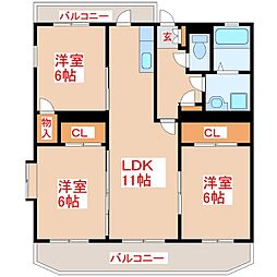 エスペーロ春山 3LDKの間取図画像