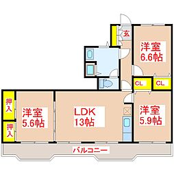 シティハイツ三洋 3LDKの間取図画像