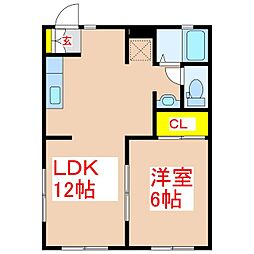 ソリアードフジ2 1LDKの間取図画像