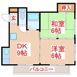 コーポ平田橋 2DKの間取図画像