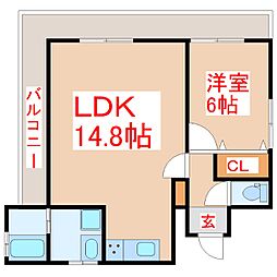 玉江アパート 1LDKの間取図画像