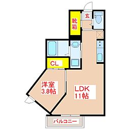 RiverseMountain 1LDKの間取図画像