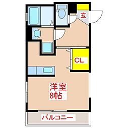 biotope ワンルームの間取図画像
