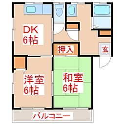 ディアス・ハーモニー 2DKの間取図画像