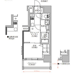 TENAS泉 4階1DKの間取り