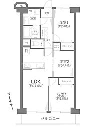 海老名スカイハイツ 3LDKの間取図画像