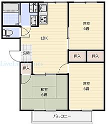 エクセレントメゾンプレ 2階3LDKの間取り