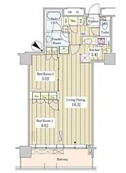 JR総武線 東中野駅 徒歩2分の賃貸マンション 30階2LDKの間取り
