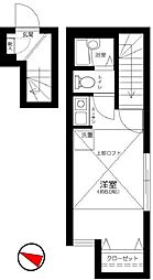 西武池袋線 東長崎駅 徒歩8分の賃貸アパート 2階ワンルームの間取り