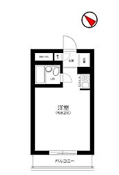 JR総武線 大久保駅 徒歩3分の賃貸マンション 2階ワンルームの間取り
