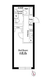 東京メトロ東西線 早稲田駅 徒歩7分の賃貸マンション 3階1Kの間取り