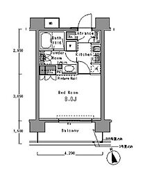 JR山手線 渋谷駅 徒歩10分の賃貸マンション 2階1Kの間取り