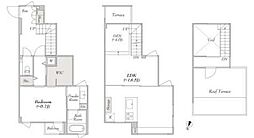 都営三田線 目黒駅 徒歩4分の賃貸マンション 1階2LDKの間取り