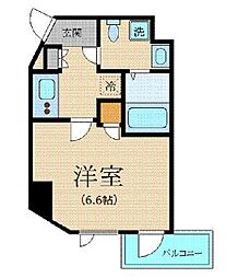 都営大江戸線 東新宿駅 徒歩2分の賃貸マンション 1階1Kの間取り