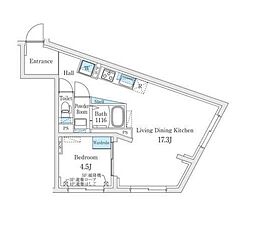 小田急小田原線 代々木上原駅 徒歩10分の賃貸マンション 4階1LDKの間取り
