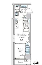 パークアクシス新宿西落合 1DKの間取図画像