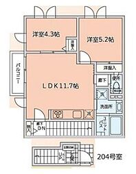 富士ハイツ 2LDKの間取図画像