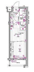 THEPREMIUMCUBEG東中野 1DKの間取図画像