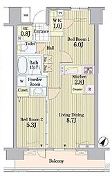 プライムアーバン東中野コート 2SLDKの間取図画像