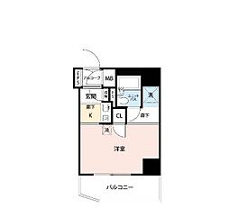プレール新宿余丁町 ワンルームの間取図画像